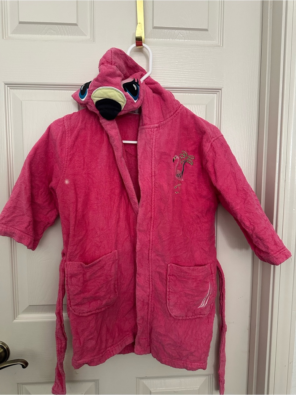 Kids Pink Flamingo Hooded Bathrobe
